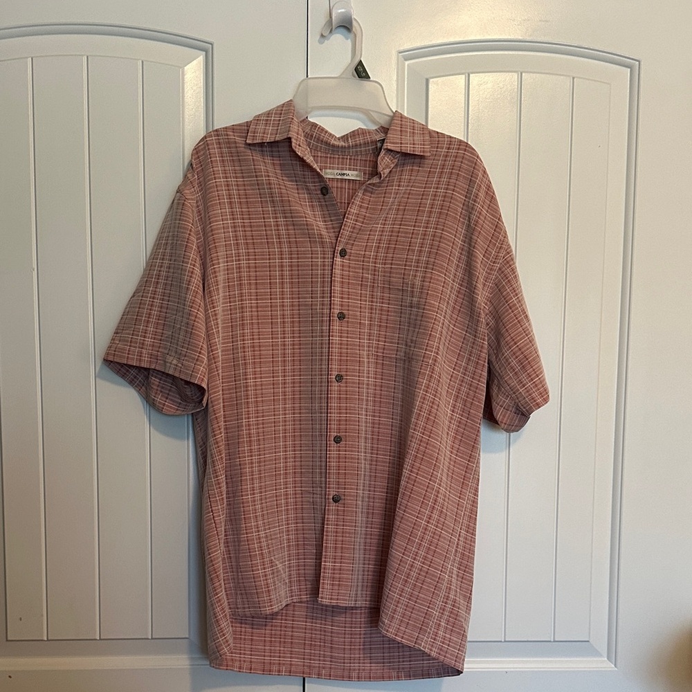 Men's Casual Muted Red Plaid Button-Down Shirt